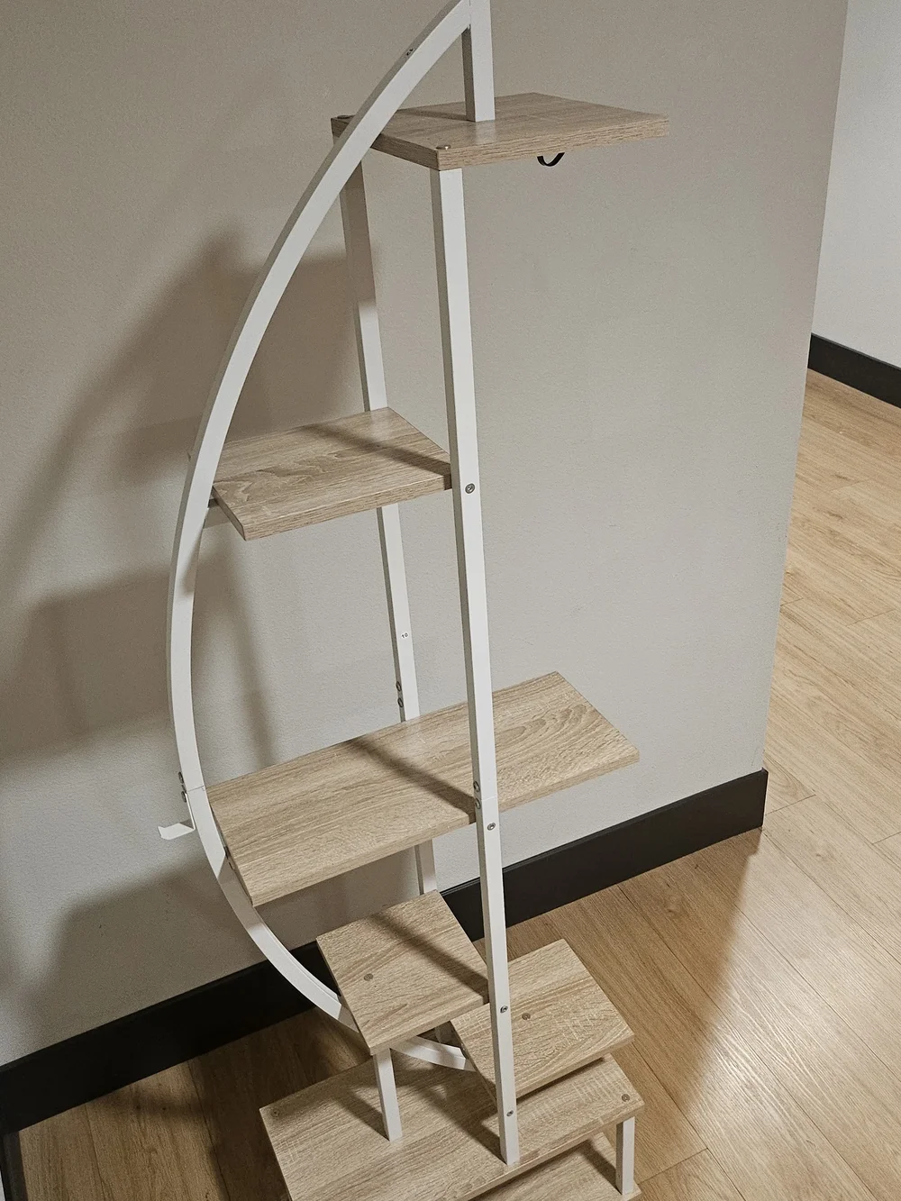 White and Natural Wood Wall Shelf - Modern Corner Display